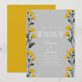 Botanisch-gelbe Hochzeit von Hand Gezeichnet Wildb Einladung