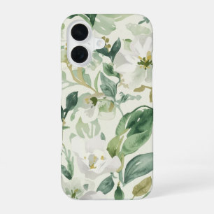 Botanisch Grün Aquarell Blumen Blätter Natur iPhone 16 Hülle