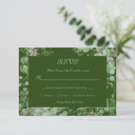 Botanisch grün und rosa RSVP karte