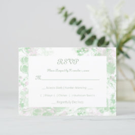 Botanisch grün und rosa RSVP karte