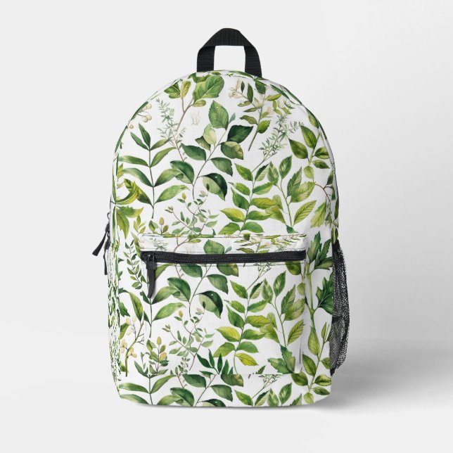 Botanisch grüne Blätter Bedruckter Rucksack (Vorderseite)