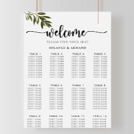 Botanisch grüne Blätter Hochzeitstabelle Poster