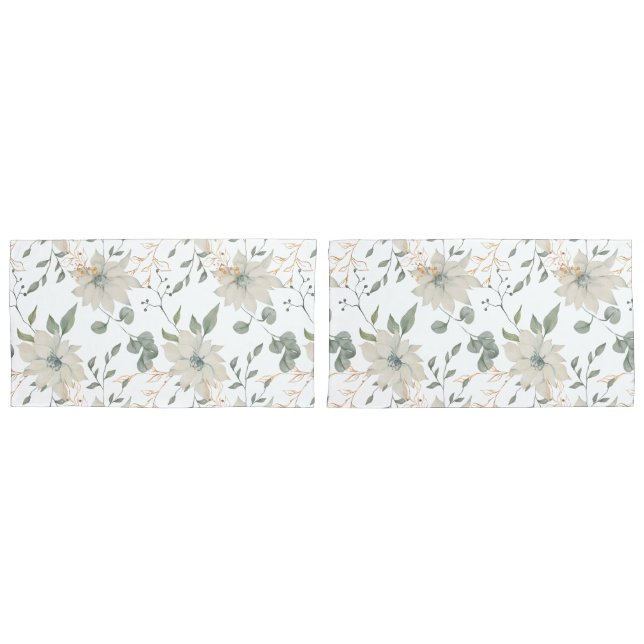 Botanisch-klassisch-weiß-floral Kissenbezug (Vorderseite-Set)