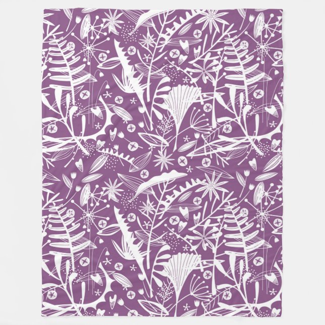 Botanisch Lila modern Fleecedecke (Vorderseite)