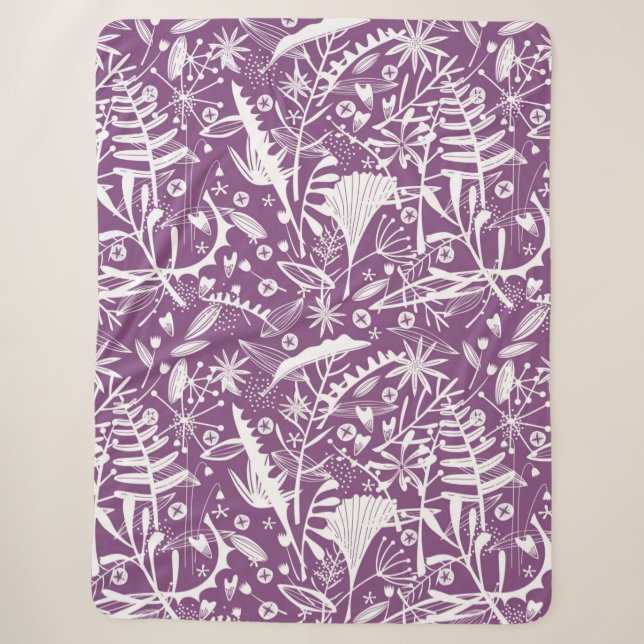 Botanisch Lila modern Sherpadecke (Vorderseite)