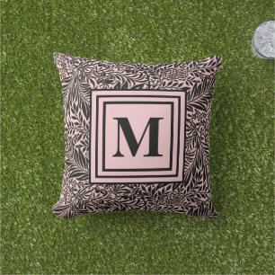 Botanisch-mit Monogramm-hellrosa und schwarz-schic Kissen