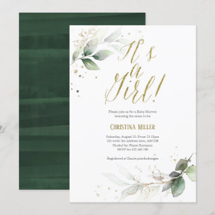 Botanisch, modern, Aquarell, elegant, Baby-Showe Einladung
