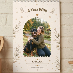 Botanisch Personalisierter Hunde-Foto Einfach Cus Kalender