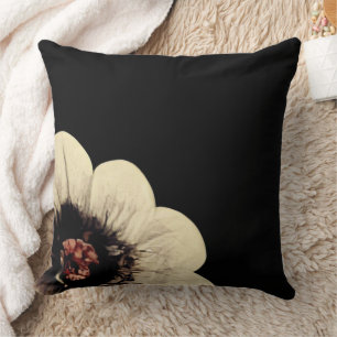 Botanisch reversible Schwarze Flora Kissen