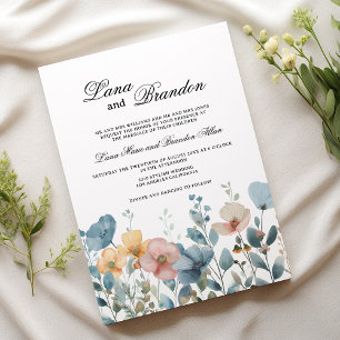 Botanisch-rosa-blaue Frühlingssonne Wildblumen Hoc Einladung