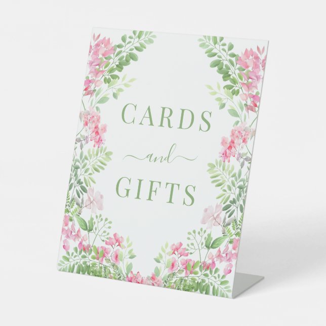 Botanisch rosa Blumenkarten und Geschenke für Hoch Sockelschild (Vorderseite)