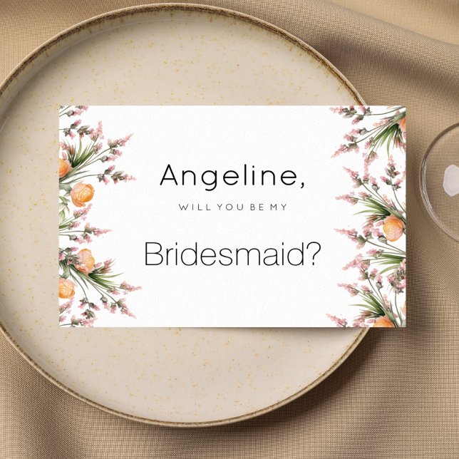 Botanisch-rosa-orangefarbene Blume Einladung (Botanical pink orange summer flowers Bridesmaid)