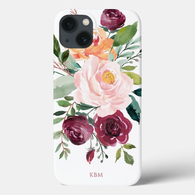 Botanisch-rustikale Wasserfarbe mit Monogramm Case-Mate iPhone Hülle (Rückseite)