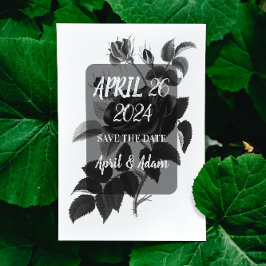 Botanisch Save the Date Schwarz und Weiß
