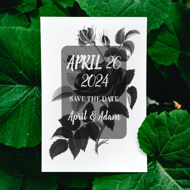 Botanisch Save the Date Schwarz und Weiß (Von Creator hochgeladen)