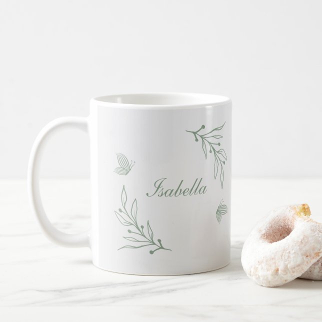 Botanisch schlichter Salbei Kaffeetasse (Mit Donut)