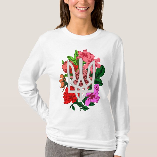 Botanisch still und ukrainisch trident tryzub T-Sh T-Shirt (Vorderseite)
