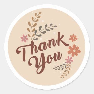 Botanisch-Thankyou-Boho Ästhetik-Blatt Runder Aufkleber