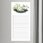 Botanisch zum Auflisten von Magnetnotizen Magnetischer Notizblock<br><div class="desc">Um Listendesign mit Aquarellgrün-Blätter mit einem schwarzen Chalkboard-Banner zu erstellen.</div>