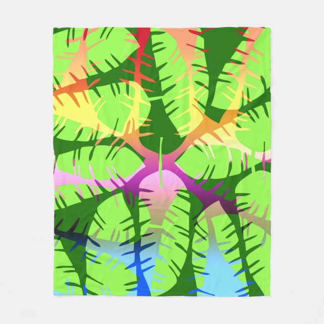 BOTANISCHE ABSTRAKTE BANANENBLÄTTER FLEECEDECKE (Vorderseite)
