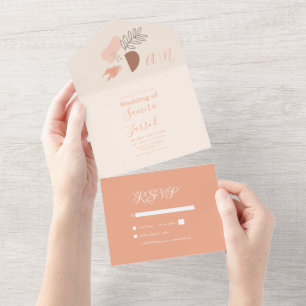 Botanische Abstrakte Blumenformen All In One Einladung