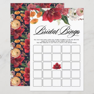 Botanische Amaryllis Brautparty Bingo Game Card