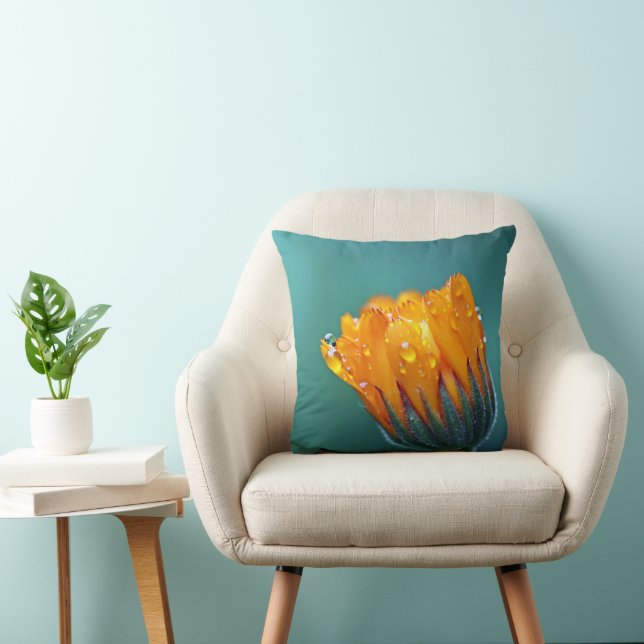 Botanische Aquamarine Blume Kissen (Stuhl )
