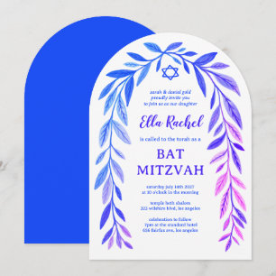 Botanische Aquarell CUSTOM Bar/Bat Mizwa-Bogen Einladung