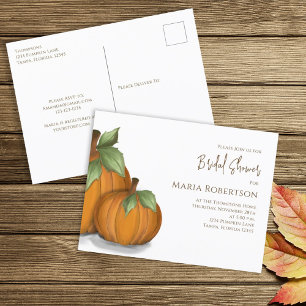 Botanische Aquarell-Herbstkürbisse-Brautparty Postkarte