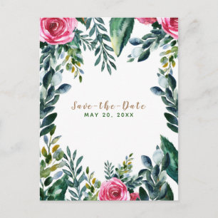 Botanische Aquarell-Vintage-Blumen Hochzeitseinlad Ankündigungspostkarte