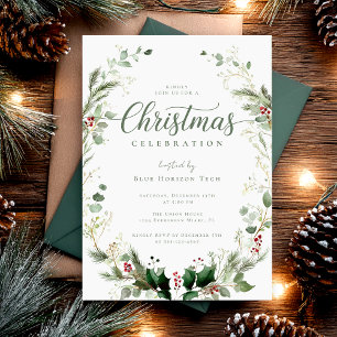 Botanische Aquarell-Weihnachtsfeier Einladung