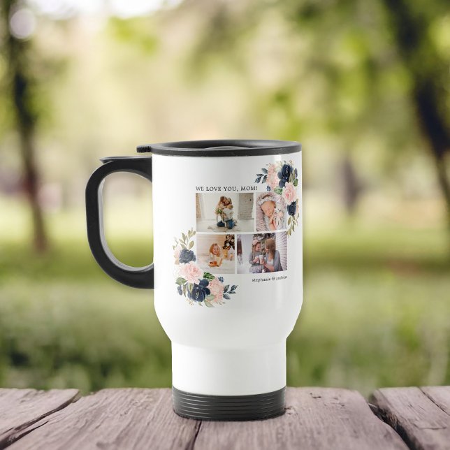 Botanische Aquarellbilder Reisebecher (Perfect gift for Mother's Day for your special mom. The design features a photo collage)