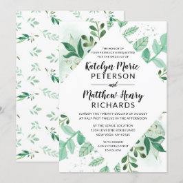 Botanische Aquarellblütenhochzeit aus frischen Blä Einladung