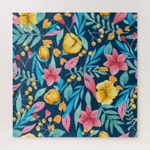 Botanische Aquarellfarbe: Blume, Blätter verzieren