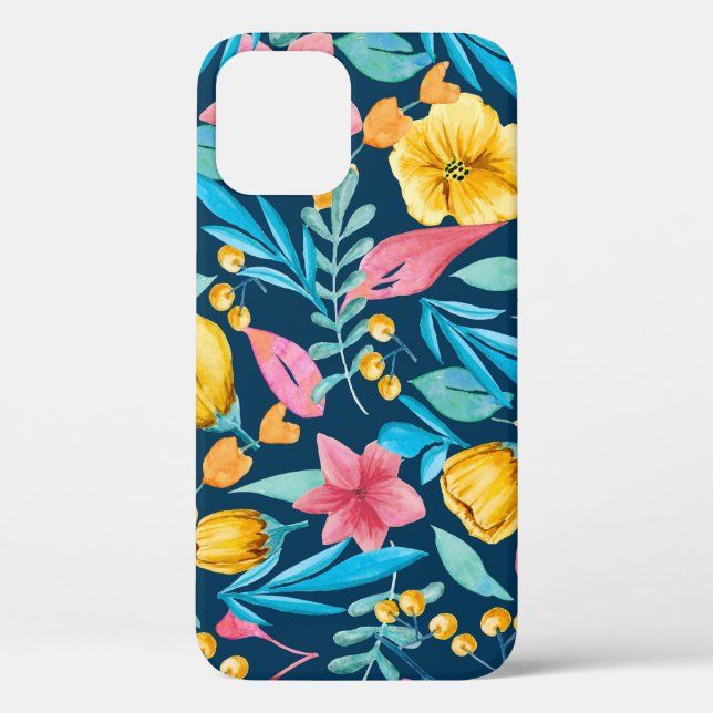 Botanische Aquarellfarbe: Blume, Blätter verzieren Case-Mate iPhone Hülle (Rückseite)