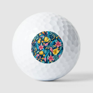 Botanische Aquarellfarbe: Blume, Blätter verzieren Golfball