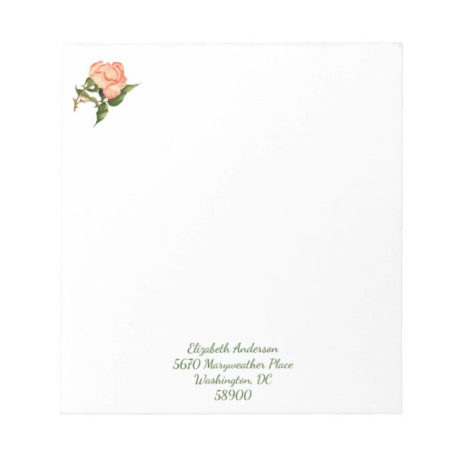 botanische Aquarellfarbe Rose Peach Notepad Notizblock (Vorderseite)