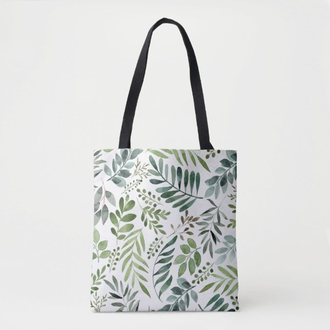 Botanische Aquarellfarben-Blätter  Tasche (Vorderseite)