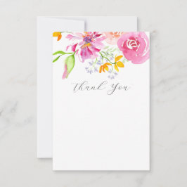 Botanische Aquarellfarben mit mehrfarbigen Blüten Dankeskarte