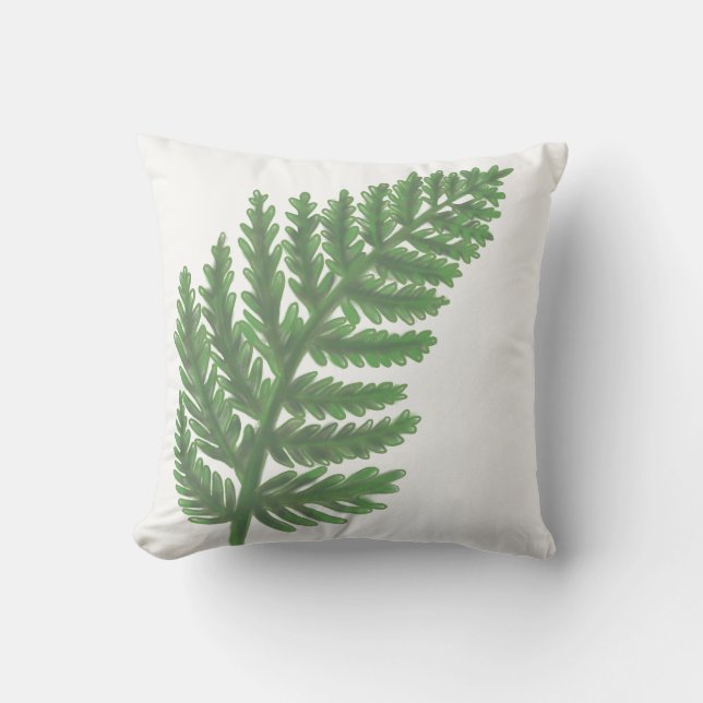 Botanische Aquarellfarben Moss Green Fern Kissen (Vorderseite)