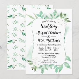 Botanische Aquarellfarben-Pflanze Hochzeit aus fri Einladung
