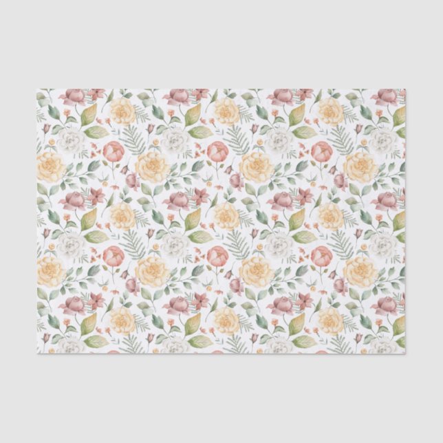 Botanische Aquarellfarben und Grünmuster Seidenpapier (Vorderseite)