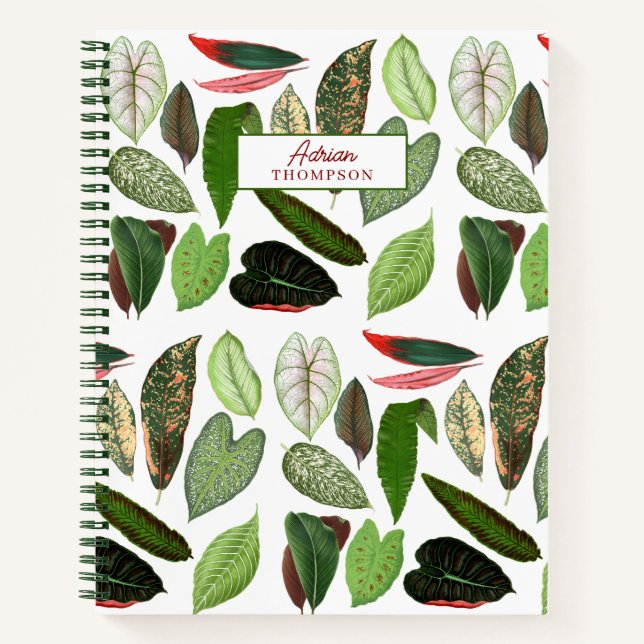 Botanische Aquarellfarben Vintage Grünflächen Blät Notizbuch (Vorderseite)