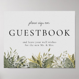 Botanische Aquarellgarten Gästebuchunterschrift Poster