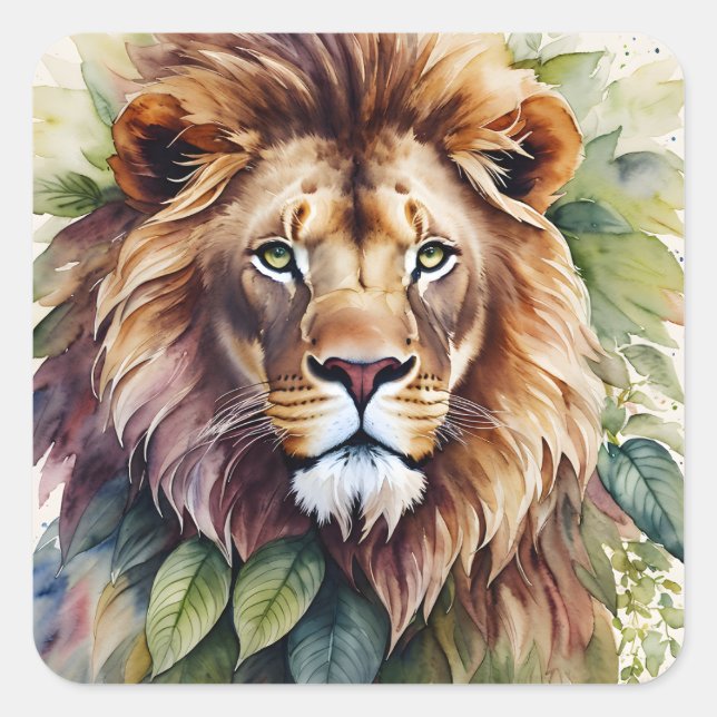 Botanische Aquarellkunst Quadratischer Aufkleber (Vorderseite)