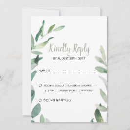 Botanische Aquarelloliven-Blätter Hochzeit RSVP Save The Date