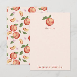 Botanische Aquarellpfirsiche & Blüten Dankeskarte