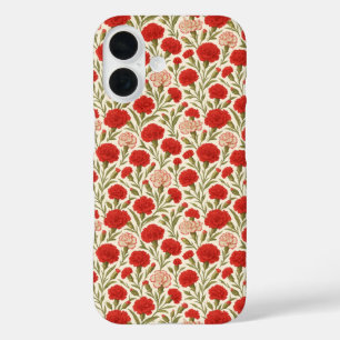 Botanische Ästhetik Rote Nelke Floral iPhone 16 Hülle