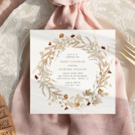 Botanische Babydusche im rustikalen Herbst Einladung