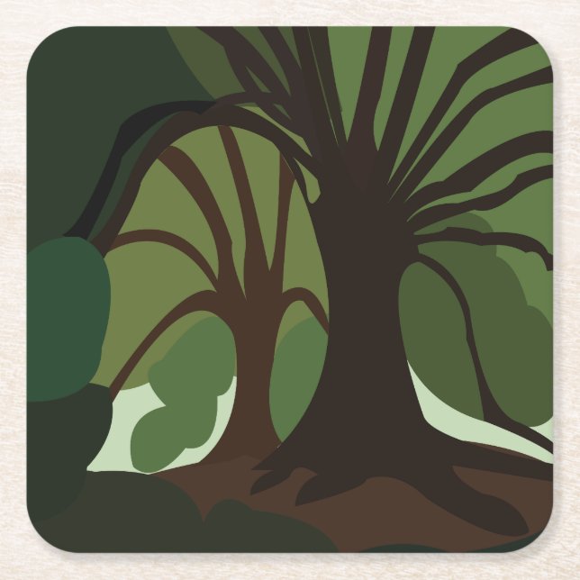 Botanische Bäume Rechteckiger Pappuntersetzer (Vorderseite)